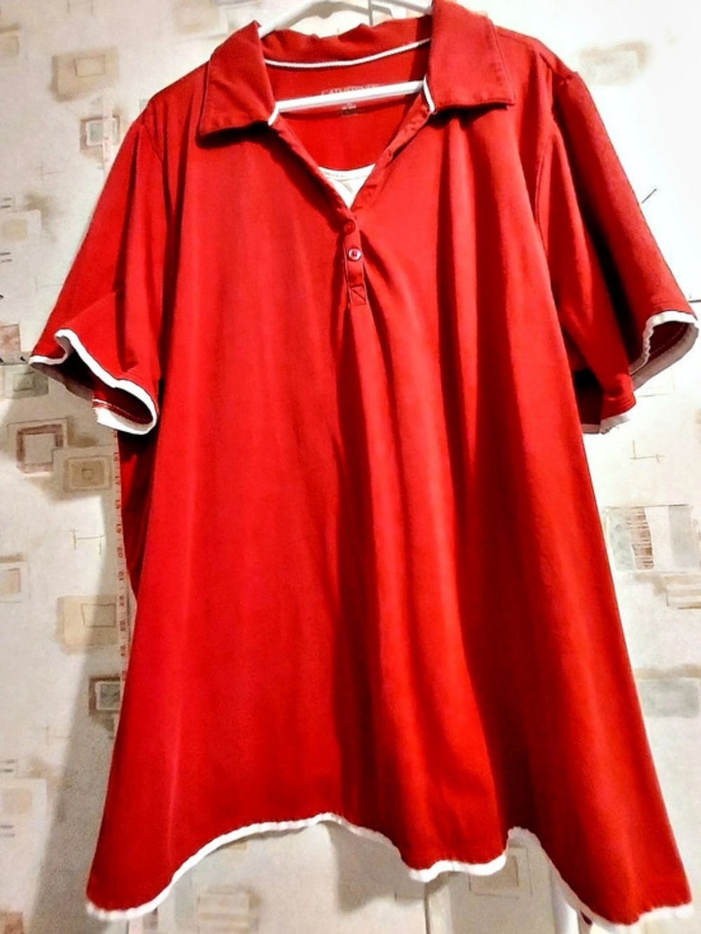 Catherines Red Short Sleeve Tunic Size 3X Like New